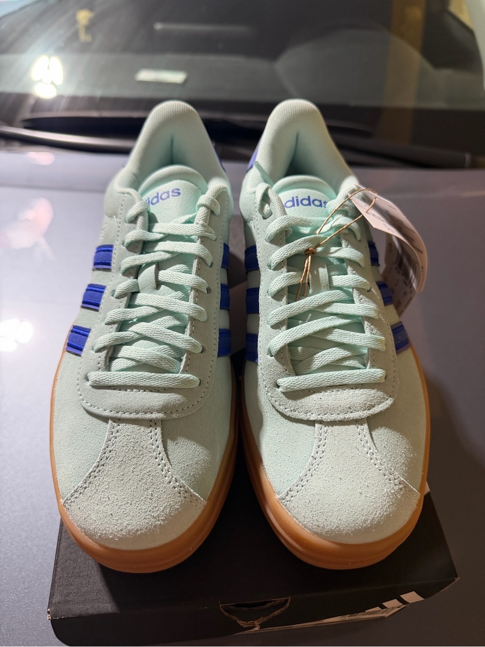 “New”Adidas VL COURT BOLD Mint Green Suede Sneakers size6.5